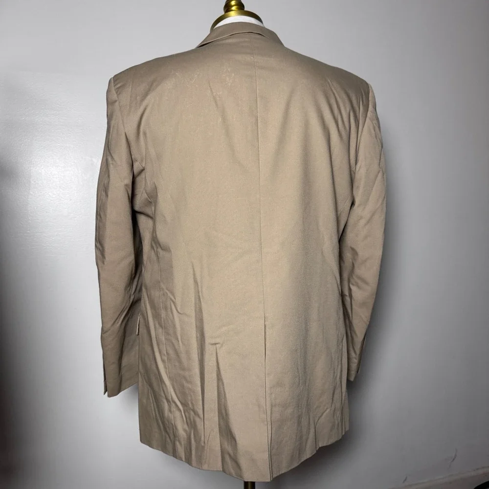 Brooks Brothers 346 Suit Mens 43R 34W Khaki Solid Stretch Cotton 3-Button Blazer